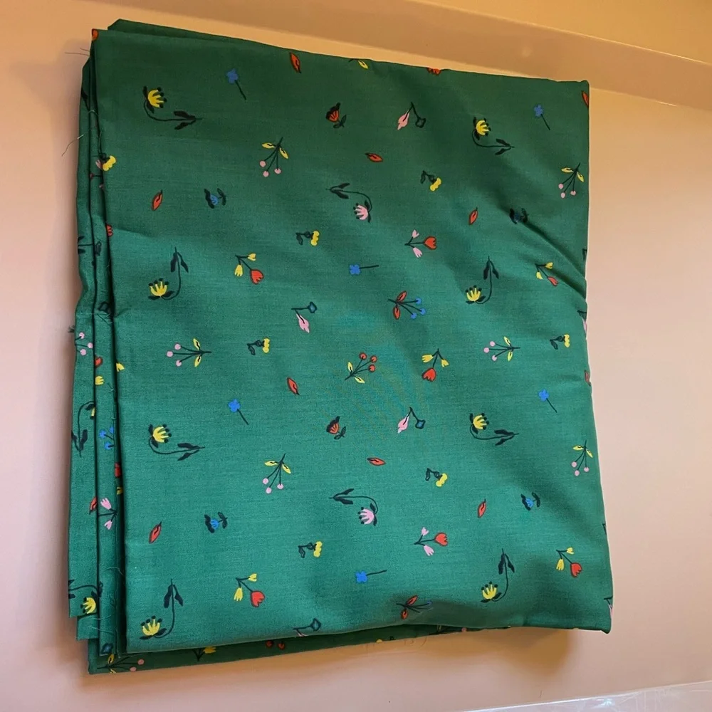 Emily Isabella Green Floral Fabric Organic Cotton 2 yds x 55” Wide